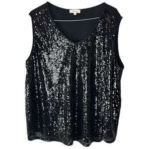 Urban‎ Diction Black Sparkle V-neck Sleeveless Top Size 3X